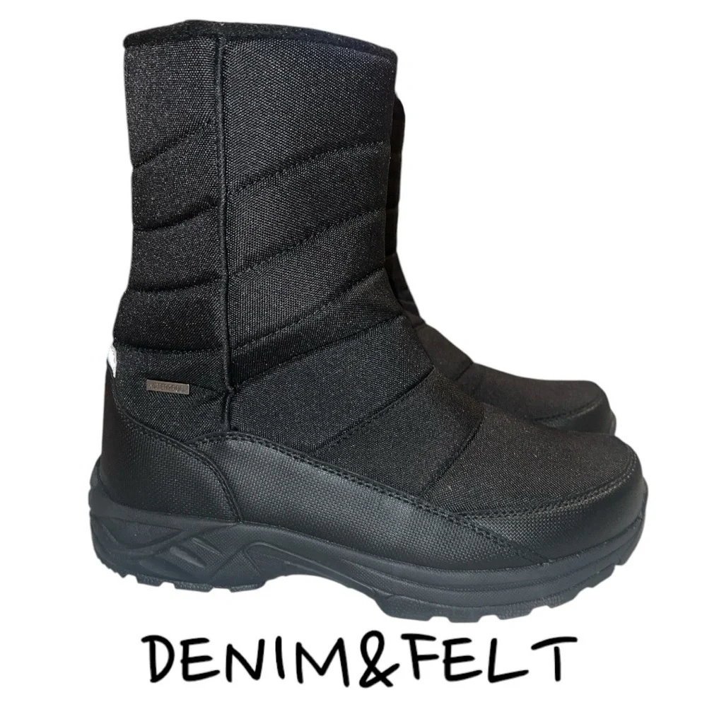 SILENTCARE Mens Winter Mid-Calf Snow Boot Fur Warm Waterproof Slip On | NEW/NWOB